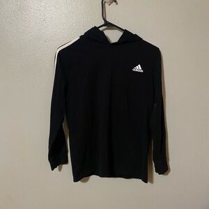 Adidas Black Hoodie with White Stripes